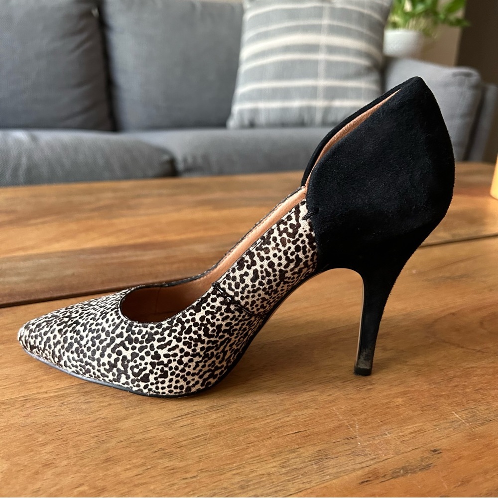 Madewell Maddie Calf Hair Black & Leopard Heels